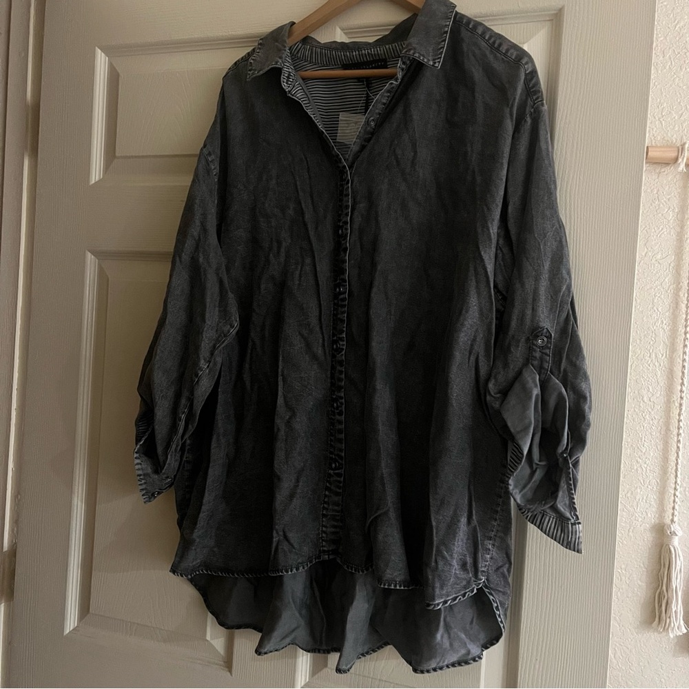 Casual Black Button Down Shirt for Women